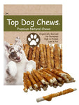 Chicken Wrapped Rawhide Twist - All Natural Gluten Free Dog Treats - North American Made - 50 Pack - Top Dog Chews