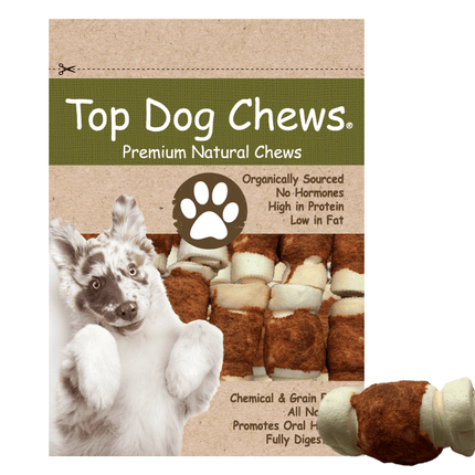 Mini Beef Cheek Rolls with Chicken Wrapped 3" - 4" - 10 Pack - Top Dog Chews