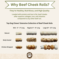 Mini Beef Cheek Rolls with Chicken Wrapped 3" - 4" - 10 Pack - Top Dog Chews