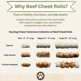 Mini Beef Cheek Rolls with Chicken Wrapped 3" - 4" - 10 Pack - Top Dog Chews