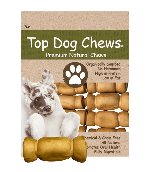 Mini Cheek Rolls 3" Peanut Butter - 10 Pack - Top Dog Chews
