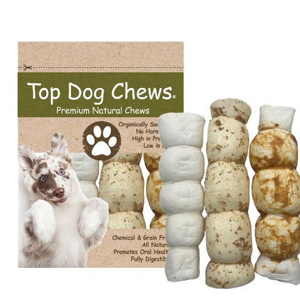 Top Dog Chews – 9” – 11" - Variety 3 Pack, 1 Roasted Buffalo Beef Cheek Roll, 1 with Bully Dust Sprinkles, and 1 Chicken Wrapped. - Top Dog Chews