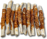 Chicken Wrapped Rawhide Rolls - All Natural Gluten Free Dog Treats - North American Made - 25 Pack - Top Dog Chews