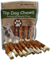 Chicken Wrapped Rawhide Rolls - All Natural Gluten Free Dog Treats - North American Made - 25 Pack - Top Dog Chews