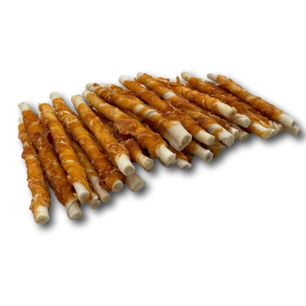 Chicken Wrapped Rawhide Twist- All Natural Gluten Free Dog Treats - North American Made - 50 Pack - Top Dog Chews