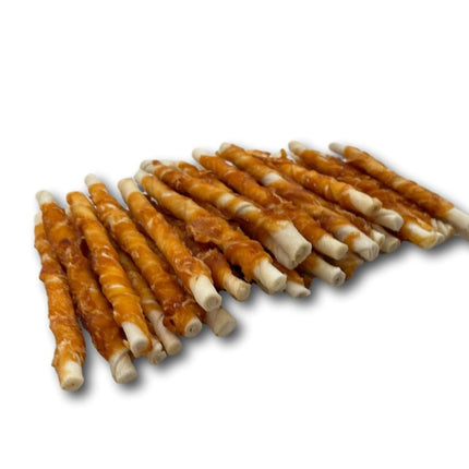 Chicken Wrapped Rawhide Twist- All Natural Gluten Free Dog Treats - North American Made - 50 Pack - Top Dog Chews