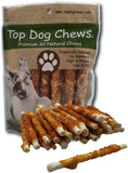 Chicken Wrapped Rawhide Twist- All Natural Gluten Free Dog Treats - North American Made - 50 Pack - Top Dog Chews