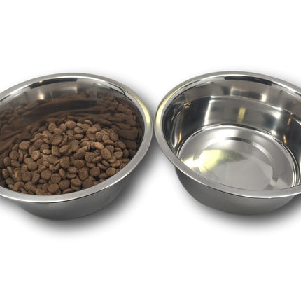Stainless Steel Dog Bowl Set, 8" Large, 8 Cups, 64oz / 2-Quart, Without annoying stickers to remove. - Top Dog Chews