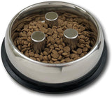 Top Dog Chews Large 2QT Brake-Fast Slow Feed Stainless Steel Bowl - Top Dog Chews