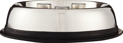Top Dog Chews Large 2QT Brake-Fast Slow Feed Stainless Steel Bowl - Top Dog Chews